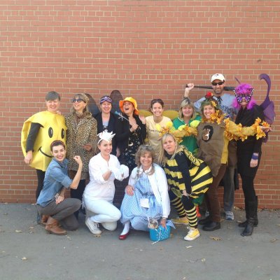 Garden staff in halloween outfits