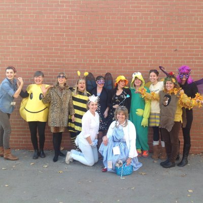 Garden staff in halloween outfits